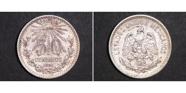 50 Centavo United Mexican States (1867 - ) Silver 