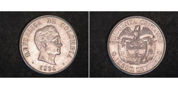 50 Centavo 哥伦比亚 銀 