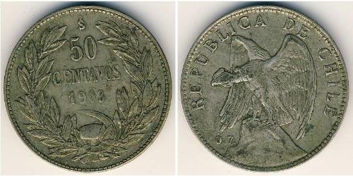 50 Centavo 智利 銀 