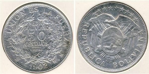 50 Centavo 玻利維亞 銀 