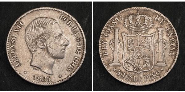 50 Centavo 菲律宾 銀 