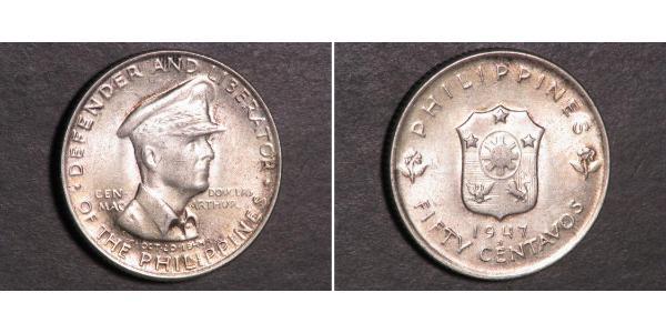 50 Centavo 菲律宾 銀 Douglas MacArthur (1880 - 1964) 