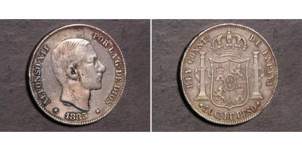 50 Centavo 菲律宾 銀 