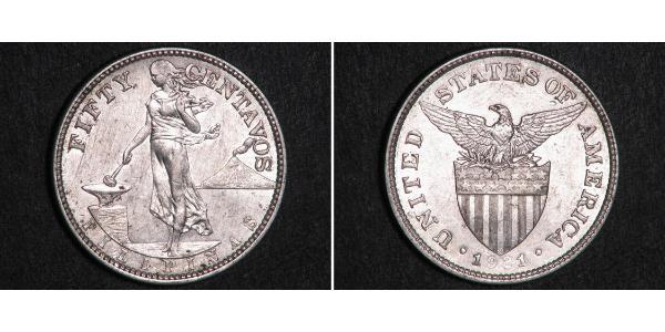 50 Centavo 菲律宾 銀 