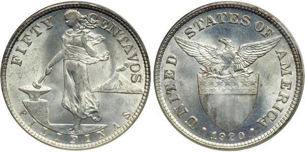 50 Centavo 菲律宾 銀 