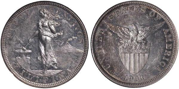50 Centavo 菲律宾 銀 