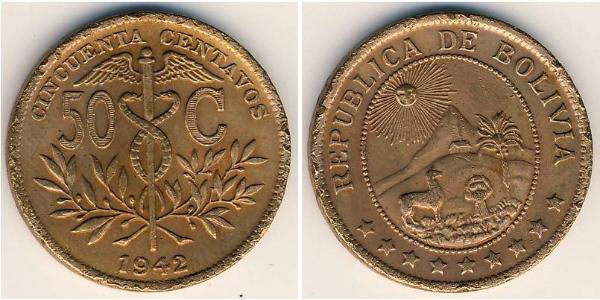 50 Centavo 玻利維亞 銅 