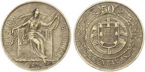 50 Centavo First Portuguese Republic (1910 - 1926) 青铜/铝 