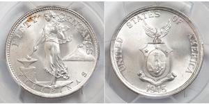 50 Centavo / 1/2 Peso Philippines Argent 