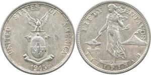 50 Centavo / 1/2 Peso Filippine Argento 