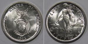 50 Centavo / 1/2 Peso Philippines Silver 