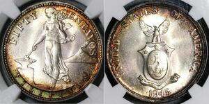 50 Centavo / 1/2 Peso Philippines Silver 