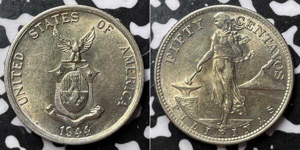 50 Centavo / 1/2 Peso 菲律宾 銀 
