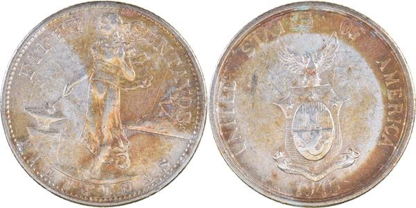 50 Centavo / 1/2 Peso 菲律宾 銀 