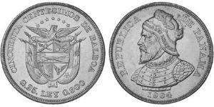 50 Centesimo Panama Argent Vasco Núñez de Balboa (1475 – 1519)