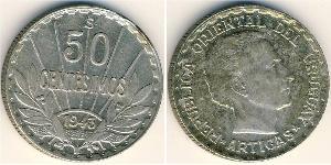 50 Centesimo Uruguay Argent 