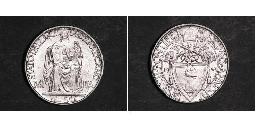 50 Centesimo Vatican (1926-) Argent 