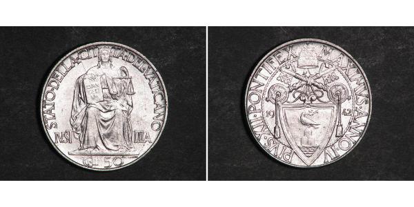 50 Centesimo Vatican (1926-) Argent 