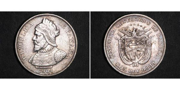 50 Centesimo Panamá Argento Vasco Núñez de Balboa (1475 – 1519)