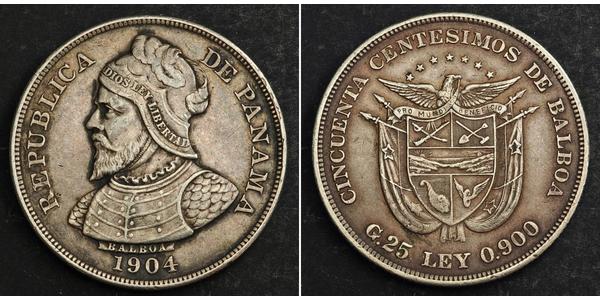 50 Centesimo Panamá Argento Vasco Núñez de Balboa (1475 – 1519)