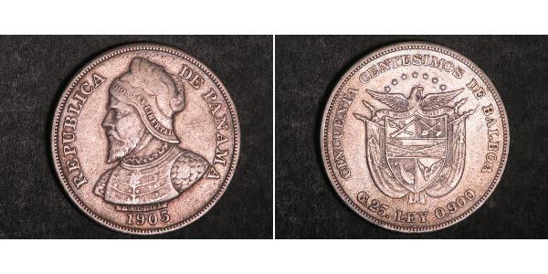 50 Centesimo Panamá Argento Vasco Núñez de Balboa (1475 – 1519)