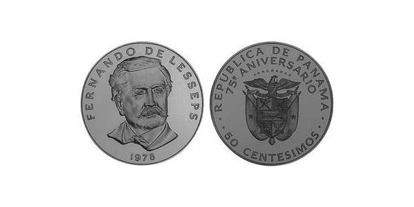 50 Centesimo Panamá Níquel/Cobre Ferdinand de Lesseps(1805 – 1894)