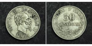 50 Centesimo Kingdom of Italy (1861-1946) Plata Victor Emmanuel II of Italy (1820 - 1878)