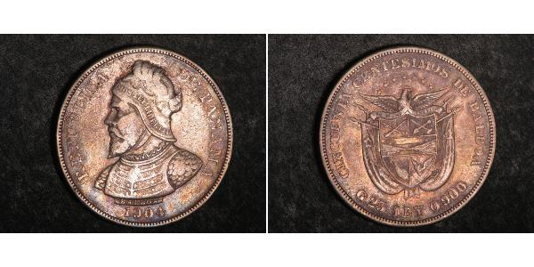 50 Centesimo Panama Silber Vasco Núñez de Balboa (1475 – 1519)