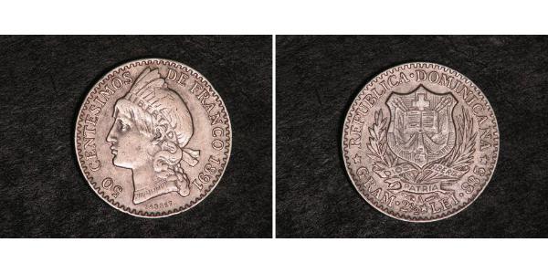 50 Centesimo Dominican Republic Silver 