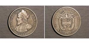 50 Centesimo Republic of Panama Silver Vasco Núñez de Balboa (1475 – 1519)