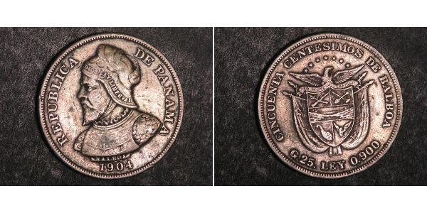 50 Centesimo Republic of Panama Silver Vasco Núñez de Balboa (1475 – 1519)