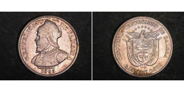 50 Centesimo Republic of Panama Silver Vasco Núñez de Balboa (1475 – 1519)