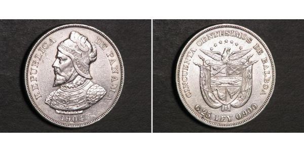 50 Centesimo Republic of Panama Silver Vasco Núñez de Balboa (1475 – 1519)