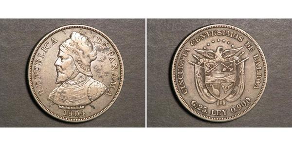 50 Centesimo Republic of Panama Silver Vasco Núñez de Balboa (1475 – 1519)