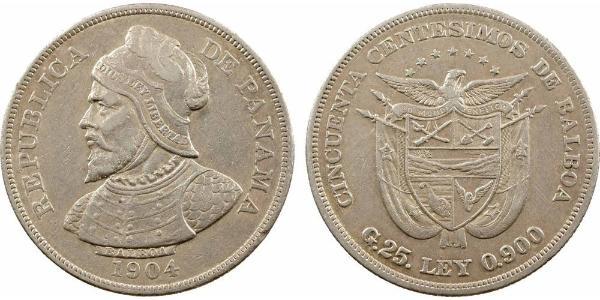 50 Centesimo Republic of Panama Silver Vasco Núñez de Balboa (1475 – 1519)