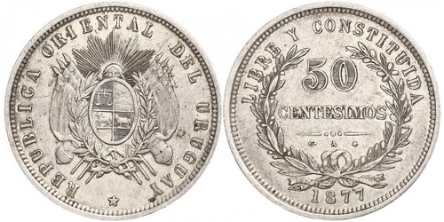 50 Centesimo Uruguay Silver 