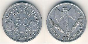 50 Centime Vichy France (1940-1944) Aluminium/Zinc 