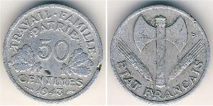 50 Centime Vichy France (1940-1944) Aluminium/Zinc 