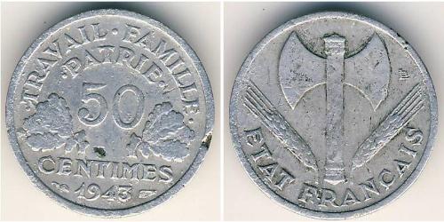 50 Centime Vichy France (1940-1944) Aluminium/Zinc 