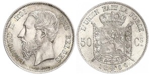 50 Centime Belgique Argent Leopold II (1835 - 1909)