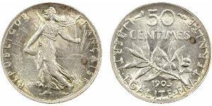 50 Centime France Argent 