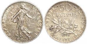 50 Centime France Argent 