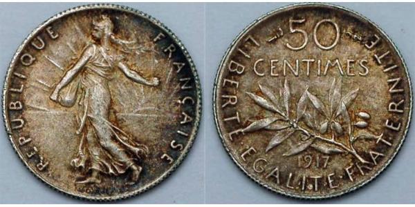 50 Centime France Argent 