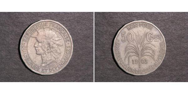 50 Centime France / Guadeloupe Argent 