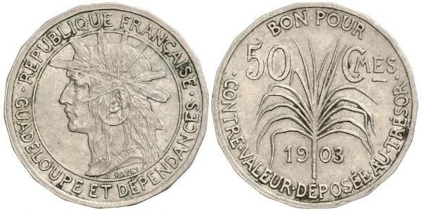 50 Centime France / Guadeloupe Argent 