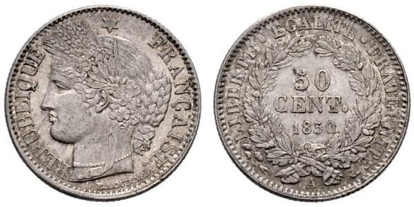 50 Centime Troisième République (1870-1940)  Argent 