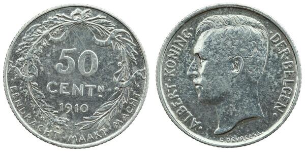 50 Centime Belgio Argento 