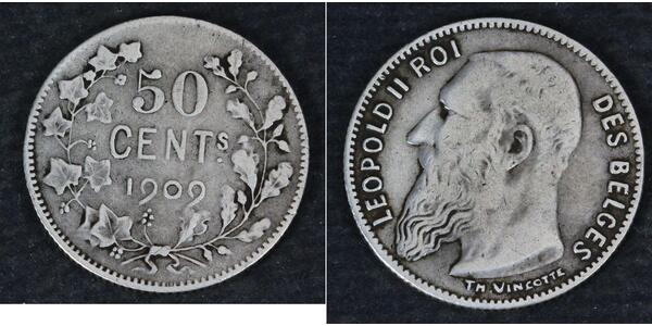 50 Centime Belgio Argento 