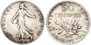 50 Centime Francia Argento 