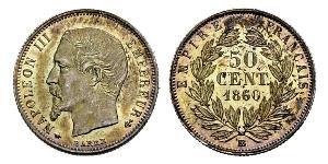 50 Centime Secondo Impero francese (1852-1870) Argento Napoleone III (1808-1873)